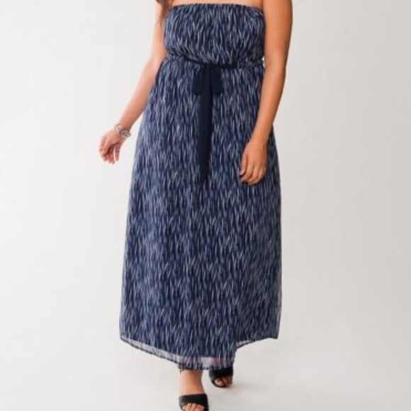 Lane Bryant Blue Chiffon Maxi - Plus Size - Picture 2 of 5